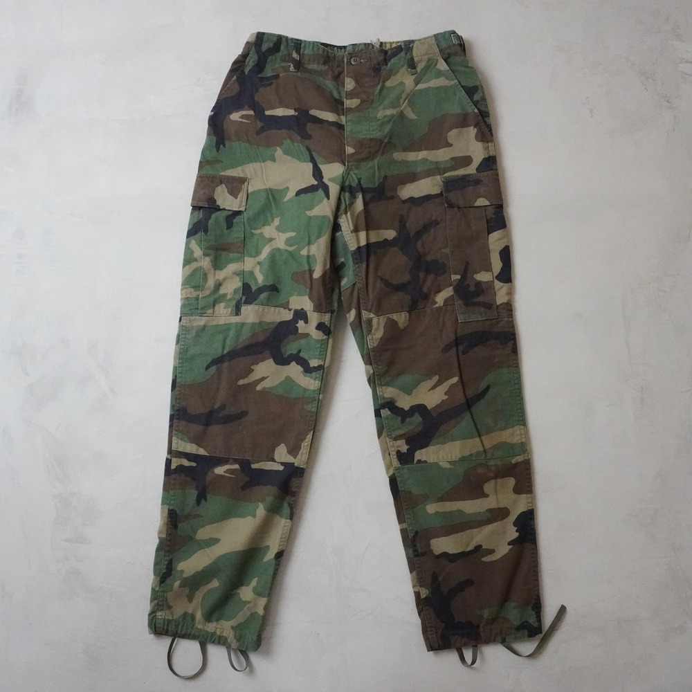 Vintage US Military Woodland Camo Cargo Pants Medium 31-34" Waist Adjustable